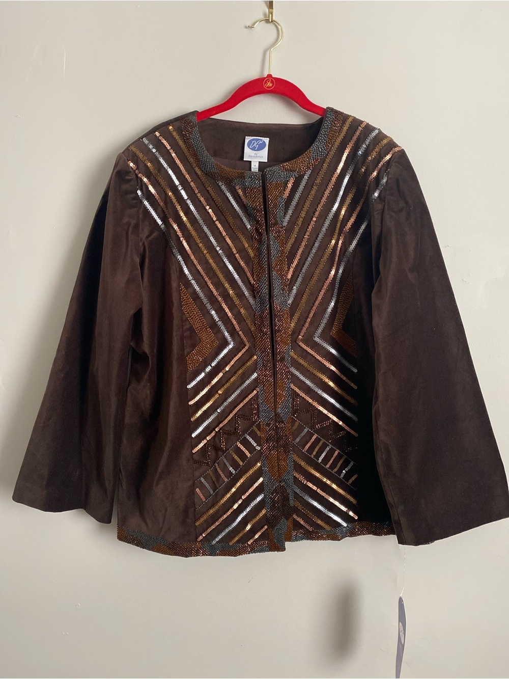 DG2 Sequin/Embellished Geometric Jacket 1X NWT Art Deco Holiday Party Boho Chic